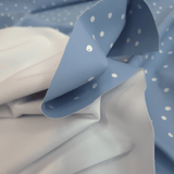 Tessuto Impermeabile H 145 cm - POIS AZZURRO POLVERE