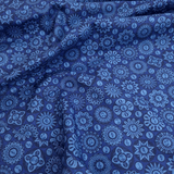 Cotone Americano H 110 cm - FIORI E NOTE MUSICALI/BLU