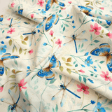 Cotone Americano H 110 cm - FIORI E FARFALLE/BIANCO