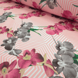 Cotone Fondo Panama Digital H 280 cm - ORCHIDEE/GEOMETRICO ROSA