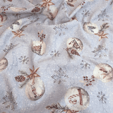 Tessuto Arredo Jacquard H 140 cm - PALLINE DI NATALE/AZZURRO con Lurex