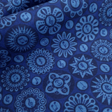 Cotone Americano H 110 cm - FIORI E NOTE MUSICALI/BLU