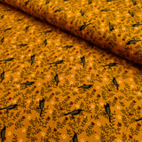 Cotone Americano H 110 cm - UCCELLINI SUI RAMI/OCRA SCURO