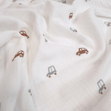 Mussola di Cotone Doppia Garza H 140 cm - MACCHININE/LATTE