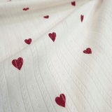 Maglina Pointelle H 140 cm - CUORI ROSSI/LATTE