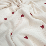 Maglina Pointelle H 140 cm - CUORI ROSSI/LATTE