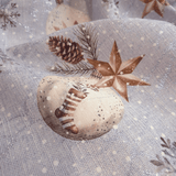 Tessuto Arredo Jacquard H 140 cm - PALLINE DI NATALE/AZZURRO con Lurex