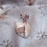 Tessuto Arredo Jacquard H 140 cm - PALLINE DI NATALE/AZZURRO con Lurex