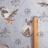 Tessuto Arredo Jacquard H 140 cm - PALLINE DI NATALE/AZZURRO con Lurex
