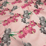 Cotone Fondo Panama Digital H 280 cm - ORCHIDEE/GEOMETRICO ROSA