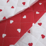 Trapuntato in tela di cotone double face H 140 cm - CUORI ROSSI E BIANCHI