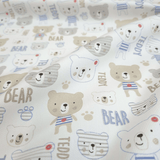Piquet millerighe con stampa digitale H 150 cm - TEDDY BEAR/AZZURRO