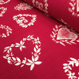 Cotone Fondo Panama "Effetto Lino" H 160 cm - LINEA CUORE/ROSSO SCURO
