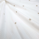 Mussola di Cotone Doppia Garza H 140 cm - FIORELLINI TORTORA/LATTE