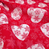 Tessuto Arredo Gobelin H 280 cm - CUORI E FIOCCHI DI NEVE/ROSSO