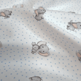 Piquet millerighe con stampa digitale H 150 cm - ELEFANTINI/POIS AZZURRI