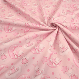 Piquet millerighe con stampa digitale H 150 cm - CONIGLIETTE IN CIELO/ROSA