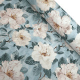 Cotone Fondo Panama H 280 cm - INCANTO DI PEONIE/AZZURRO