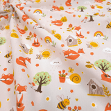 Tessuto Cotone H 140 cm - VOLPINE IN GIARDINO