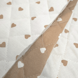Trapuntato in tela di cotone double face H 140 cm - CUORI BEIGE E BIANCHI