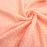 Mussola di Cotone Doppia Garza H 140 cm - SALMONE CORIANDOLI BIANCHI