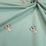 Jersey di Cotone H 150 cm - ORSETTI IN MONGOLFIERA/ACQUA MARINA