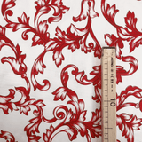 Cotone Fondo Panama H 150 cm - MOTIVO DAMASCATO ROSSO