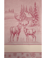 Asciugapiatti da ricamo in puro cotone - CERVI BORDEAUX