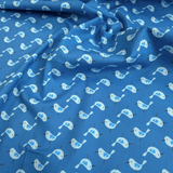 Cotone Americano H 110 cm - UCCELLINI/AZZURRO