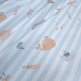 Piquet millerighe con stampa digitale H 150 cm - AVVENTURE MARINE/RIGHE AZZURRE