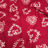 Cotone Fondo Panama "Effetto Lino" H 160 cm - LINEA CUORE/ROSSO SCURO