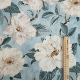 Cotone Fondo Panama H 280 cm - INCANTO DI PEONIE/AZZURRO