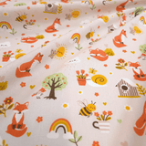 Tessuto Cotone H 140 cm - VOLPINE IN GIARDINO