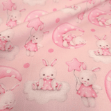 Piquet millerighe con stampa digitale H 150 cm - CONIGLIETTE IN CIELO/ROSA