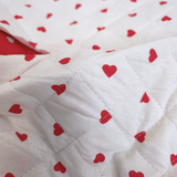 Trapuntato in tela di cotone double face H 140 cm - CUORI ROSSI E BIANCHI