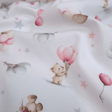 Piquet millerighe con stampa digitale H 150 cm - ORSETTI TRA STELLE E PALLONCINI/ROSA