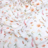 Mussola di Cotone Doppia Garza H 140 cm - FIORI COLORATI/LATTE