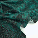 Tessuto Arredo Jacquard H 140 cm - FOLIAGE VERDE PETROLIO/NERO