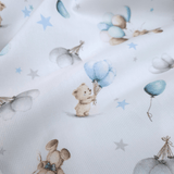 Piquet millerighe con stampa digitale H 150 cm - ORSETTI TRA STELLE E PALLONCINI/AZZURRO