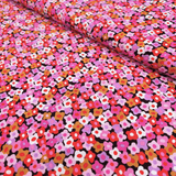 Cotone Americano H 110 cm - FIORELLINI ROSA/NERO