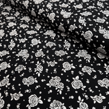 Cotone Americano H 110 cm - ROSELLINE BIANCHE/NERO