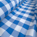 Tessuto Misto Cotone H 300 cm - QUADRO BLU COBALTO