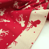 Tessuto Arredo Gobelin H 280 cm - CERVI E POIS/ROSSO