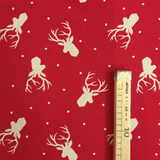 Tessuto Arredo Gobelin H 280 cm - CERVI E POIS/ROSSO