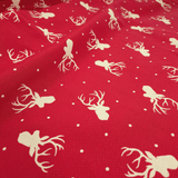 Tessuto Arredo Gobelin H 280 cm - CERVI E POIS/ROSSO