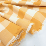 Tessuto Misto Cotone H 300 cm - QUADRO SENAPE