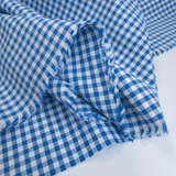 Tessuto Misto Cotone H 300 cm - QUADRETTO BLU COBALTO