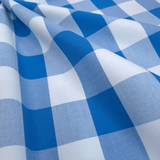 Tessuto Misto Cotone H 300 cm - QUADRO BLU COBALTO