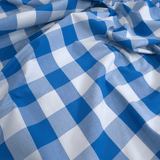 Tessuto Misto Cotone H 300 cm - QUADRO BLU COBALTO