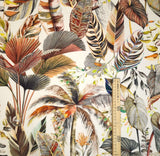 Velluto Digital H 140 cm - FOGLIE TROPICALI VARIANTE TABACCO